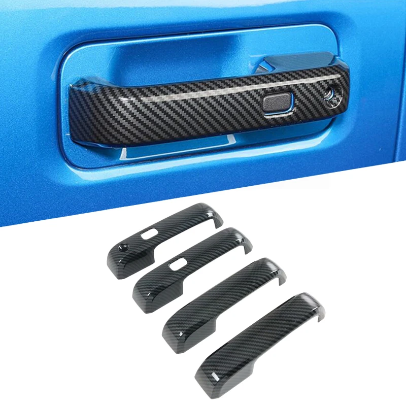 Carbon Fiber color Outer Door Handle Overlay Cover Trim Kit For Ford