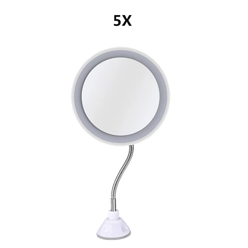 360 градусов вращение 10X увеличительный, светодиодный макияж зеркало Гибкая лампа складной туалетное Зеркало Косметическая Красота настольная ванная комната - Цвет: 5X LED Miroir