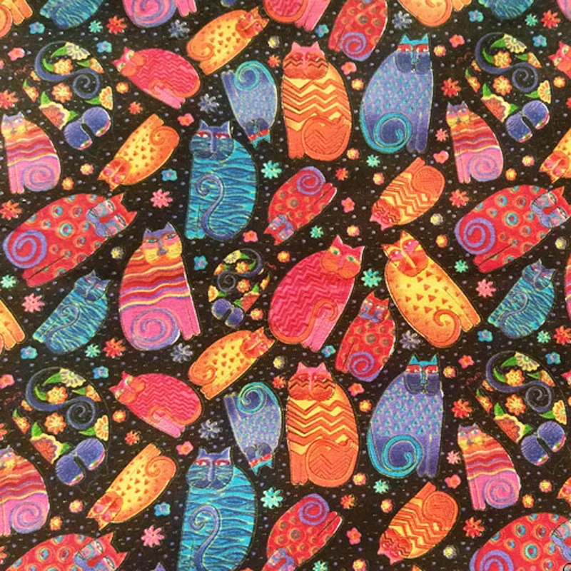 ZENGIA 50x150 см с рисунком кота из мультфильма 100% хлопчатобумажная ткань для