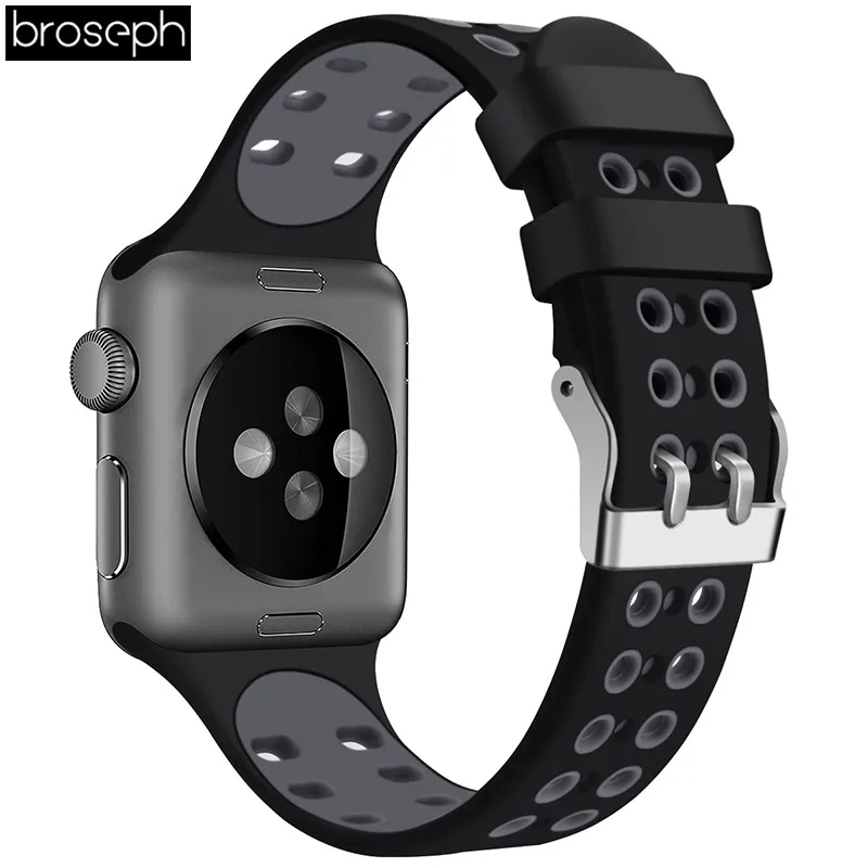 Мягкий силиконовый ремешок для Apple Watch 38 мм 42 мм браслет Nike дышащие спортивные ремешки для iWatch 1 2 3 аксессуары для ремешка