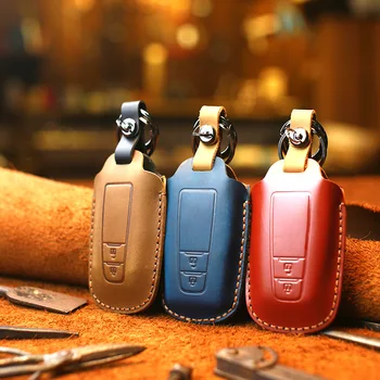 

Car Key Cover Key Chain For Toyota Camry Prado Highlander Corolla CHR Avalon IZOA Levin Hybrid 2018 2019 Leather Protection