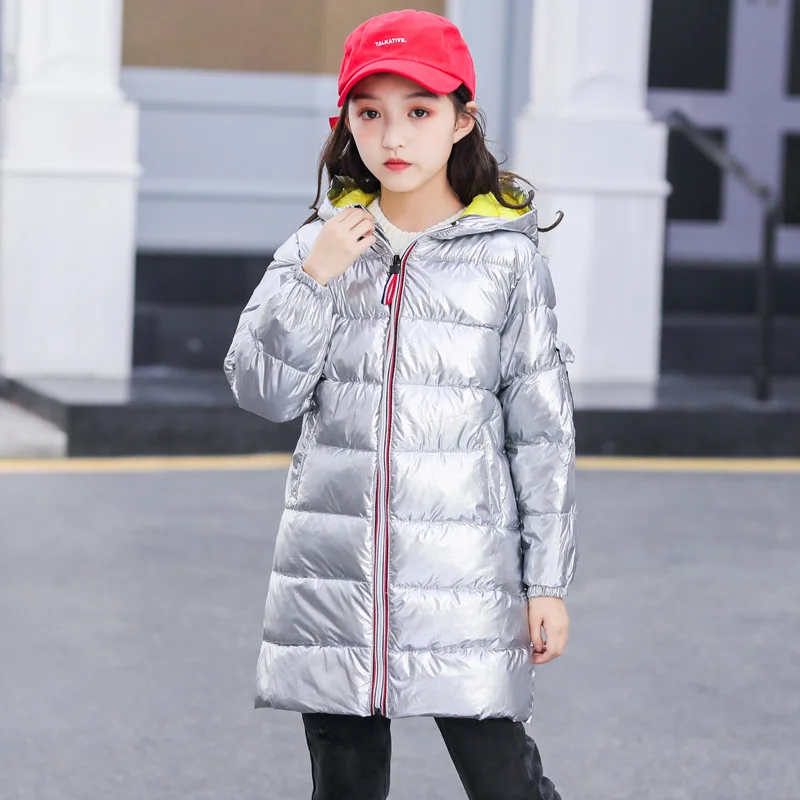 Г., осенне-зимние куртки с хлопковой подкладкой для девочек Детская светящаяся куртка с серебряной позолотой пальто для мальчиков непромокаемая верхняя одежда - Цвет: Серебристый