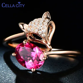 

Cellacity Silver 925 Ring For Women With Oval Shape Ruby Gemstone rose gold color open adjust women Jewelry wholesale gift