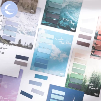 

YueGuangXia Sky Blue Nature Memo Pads Sticky Planner Notepad Diary Creative Decoration Self-Stick Notes School 70pcs 8 Designs