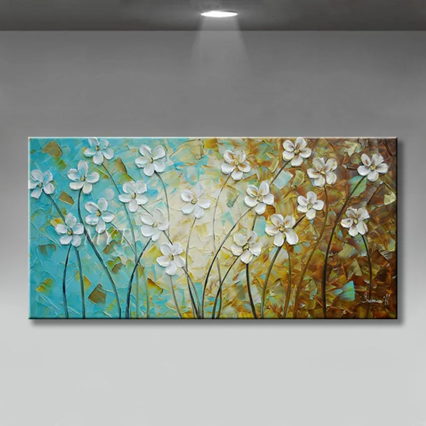 Günstig Schöne blumen für home dekorationen 100% Handgemachte abstrakte leinwand ölgemälde wand kunst Bilder für wohnzimmer kein gestaltet