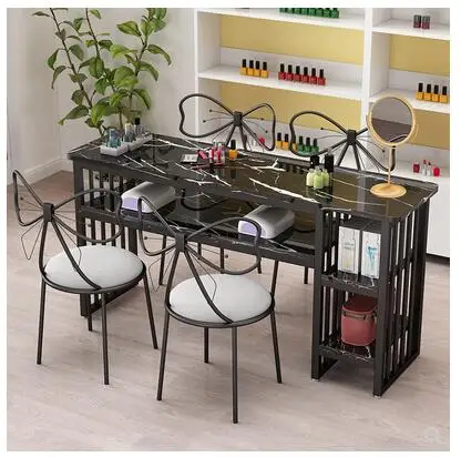 US $309.60 Nail table single European minimalist nail table net red double nail table and chair set economical nail shop table