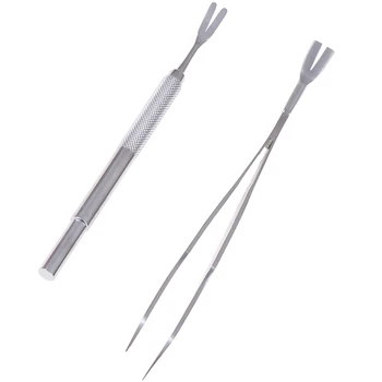 

1pc Stainless Steel 2 in 1 Pet Treatment Tick Removal Tool Set 2 in 1 Fork Tweezers Clip forCat Dog Supplies
