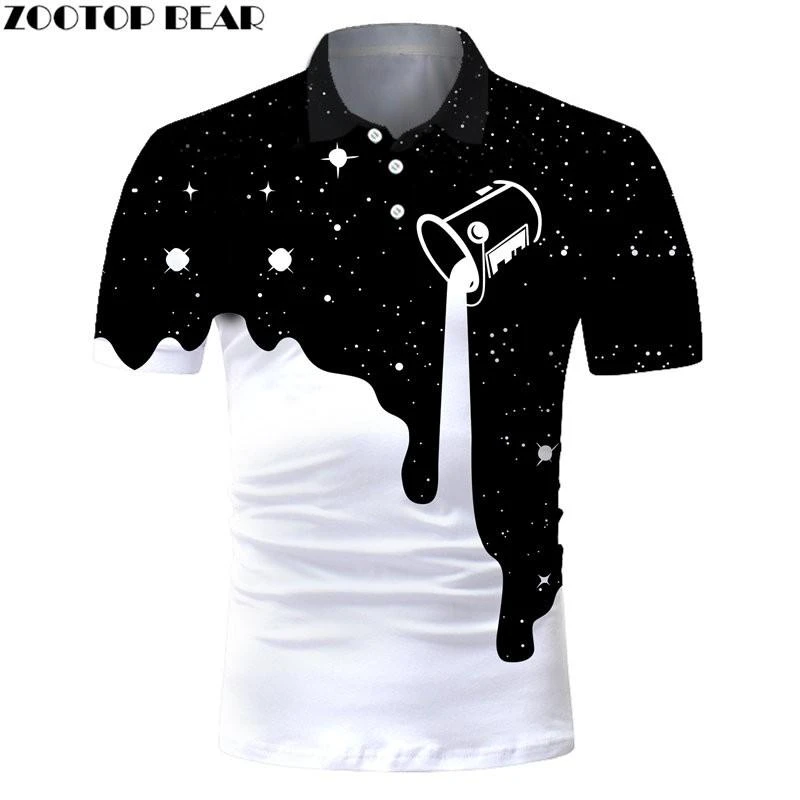 Polo de manga corta para polo informal de diseño de cielo estrellado, Polo de moda con solapa|Polo| - AliExpress