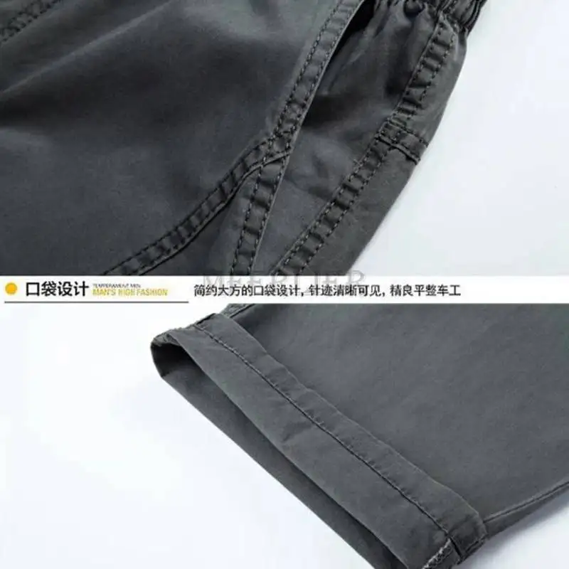 Autumn Summer Spring Men Casual Pocket Cargo Zipper Pants Cotton 8XL Large Size Pants Streetwear Out Door Straight Work