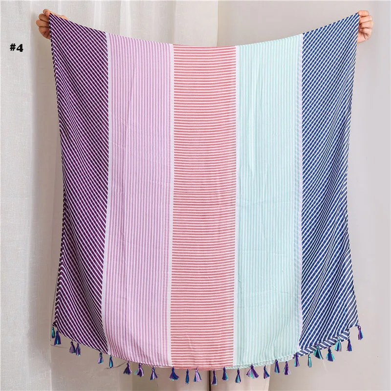 

2019 Newest Women Geometry Pattern Cotton Tassel Scarf 6Colors 10pcs/lot