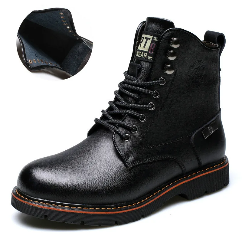 

Fashion Autumn High Top Boots Men Classic Genuine Leather Waterproof Boots Shoelace Non-slip Wear Resistant Military Boots Male