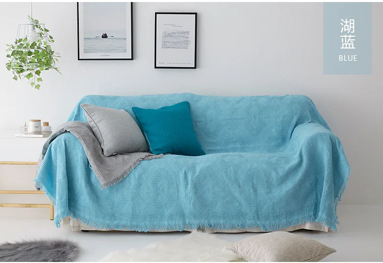 Серый диван-одеяло, чехол для дивана, нескользящий мягкий хлопок, анти-клещи, полотенце с кисточкой, толстая вязаная диванная подушка, чехол для дивана - Цвет: Style 6