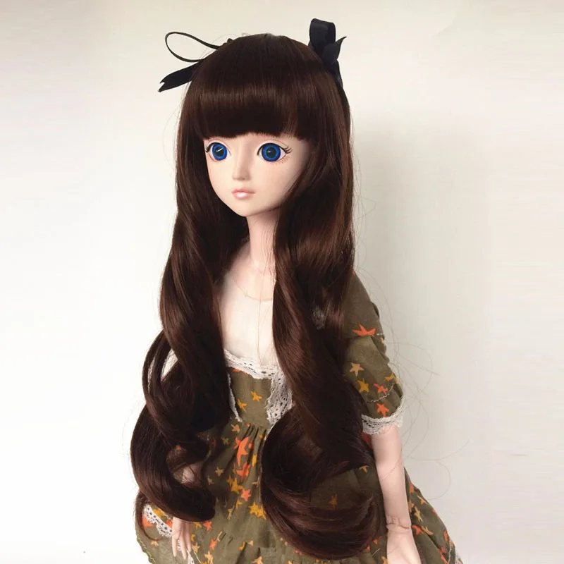 

BJD SD male and female baby wig 1 / 3 1 / 4 / 1 / 6 1 / 8 cute bow with long curly hair doll wig doll accessories