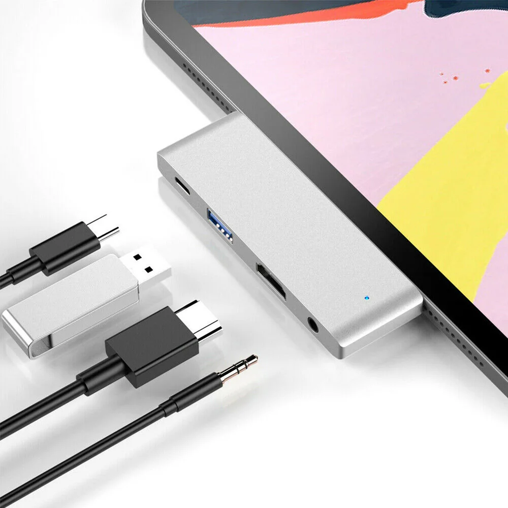 4 в 1 Тип C к USB-C 4K HDMI USB 3,0 3,5 мм аудио концентратор адаптер для iPad Pro абсолютно и высокое качество