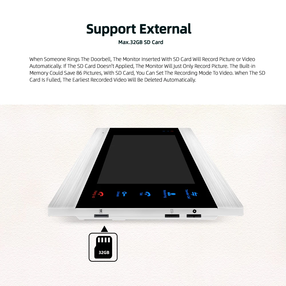1 монитор + видеоглазок 16 г SD карты домофоны для частного дома 7 дюймов Сенсорная - Фото №1