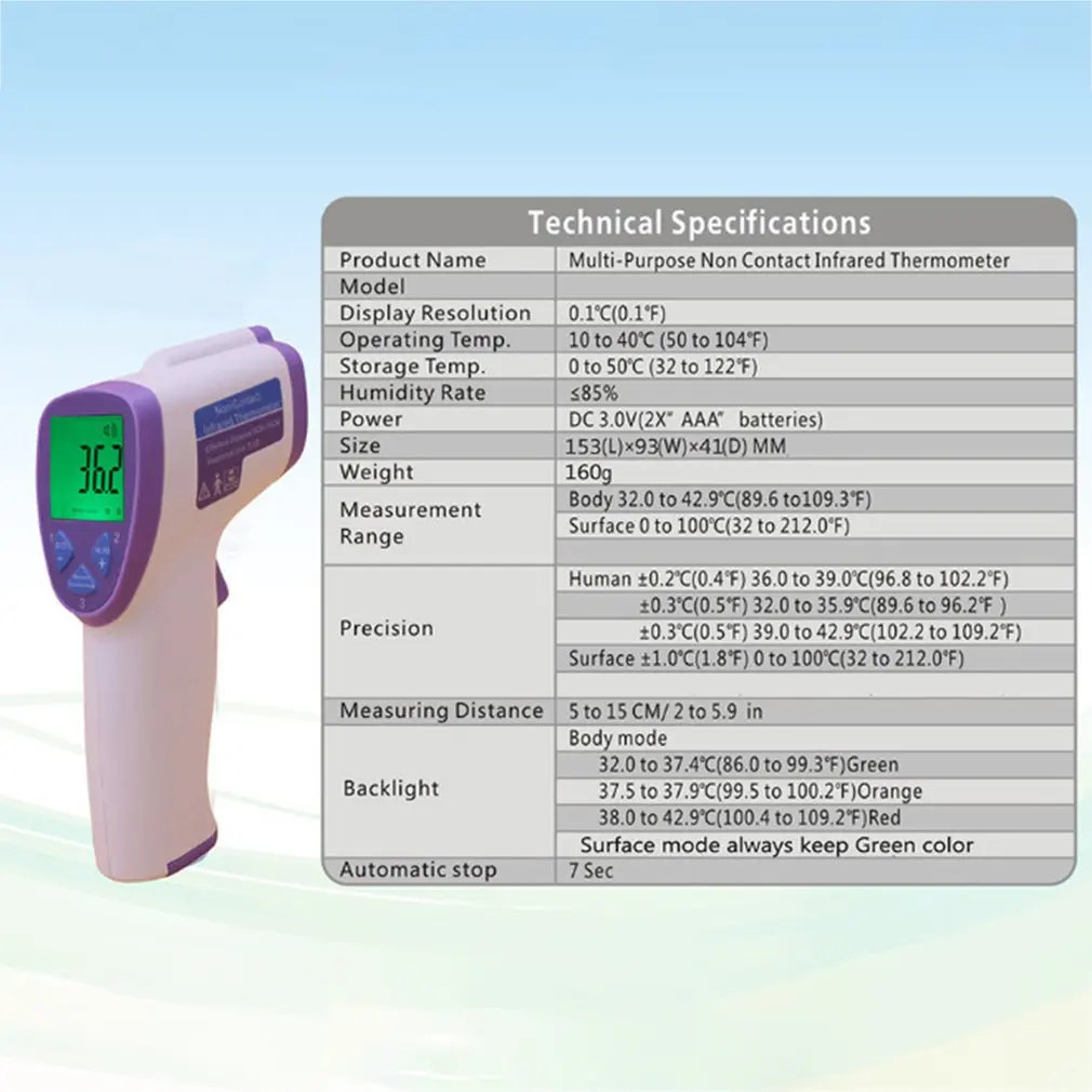 LCD Backlight Baby Forehead Thermometer Digital Adult Body Temperature Baby Forehead Infrared Fever Thermometer