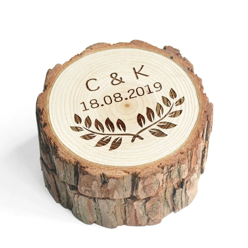 Rustic Wedding Ring Box,Custom Engraved Wood Ring Boxes,Personalized Wooden Ring Holder,Country Wedding Ring Box - Цвет: Светло-зеленый