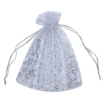 

20PCs White Star Moon Organza Gift Bags Pouches Wedding Christmas Gift,16cm x13cm(6 2/8 inch x5 1/8 inch)