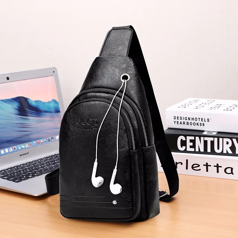 

New Style Fashion Cool Men Chest Pack Multi-functional USB Charging Anti-Theft Shoulder Bag Backpack PU Shoulder Bag Men's