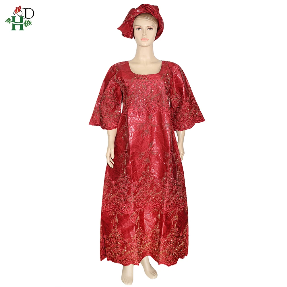 H&D african women beaded dresses embroidery dashiki maxi dress plus size ankara robe africaine pour femme nigerian head wraps