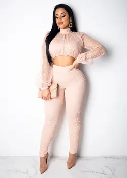 

Perspective Dot Mesh Pants Set 3 Colors 2019 Spring Modal Knit Pants Set