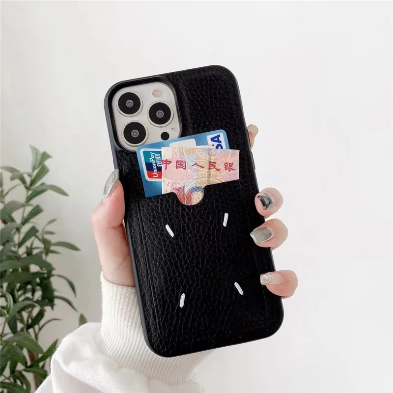 Luxury card holder trend brand leather wallet case For iphone 11 11Pro 12 13 13Pro Max Mini X XR XS Max Case back Cover