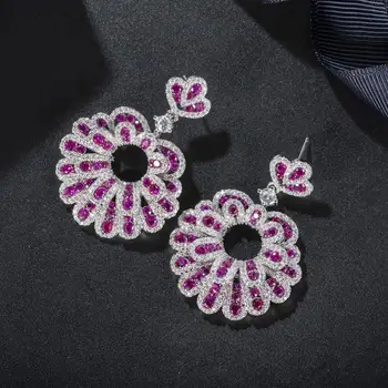 

New fashion red zircon earrings hot seller sweet jewelry factory wholesale