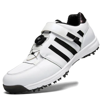 

New Breathable Golf Shoes Men White Red Spikes Golfing Sneakers Big Size 38-45 Outdoor Mesh High-quality Golf Sneakers