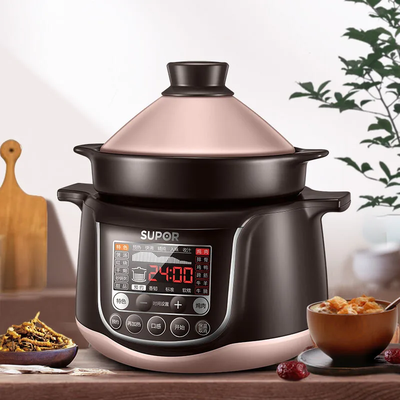 220V 4L Electric Stewing Pot Automatic Ceramic Multi Cooker Intelligent Electric Stewing Cooking Pot