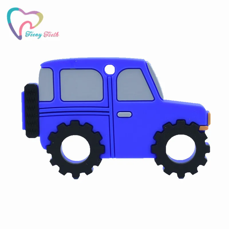 Navy 1 PC Newest Silicone Jeep Car Teether Baby Portable Shower Chewing Pendant Nursing Sensory Teething Pacifier Dummy Toys Gift - Color: Navy