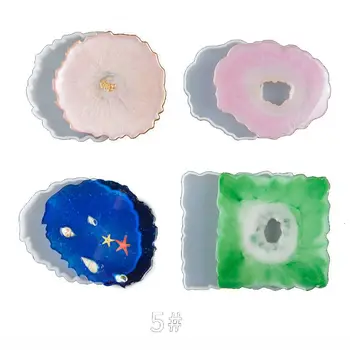 

4Pcs Large Irregular Wave Round Coaster Mold Cup Mat Silicone Resin Mold Epoxy Resin Cement Casting Jewelry Making Tools