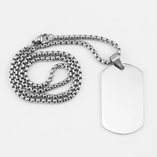 Collar con colgante de chapa de acero inoxidable para grabar, placa militar de Metal, Token, espejo del ejército en blanco pulido _ - AliExpress Mobile