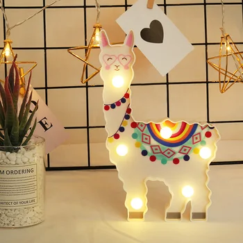 

1PC 6leds Decorative Hanging Night Lamp Light Alpaca Shape Cute Battery Powered Bedside Gift Path Desktop 40JP02