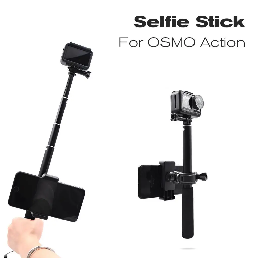Telescoping Selfie Stick For DJI OSMO Sports Action Camera Cam And Cell Phone Holder Bike Handlebar Mount Selfie Stick