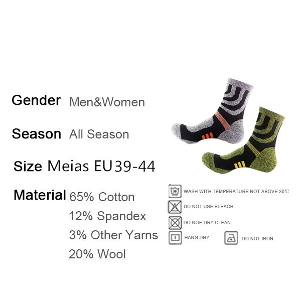 Winter Men Socks Thicken Thermal Wool Pile Cashmere Snow Socks