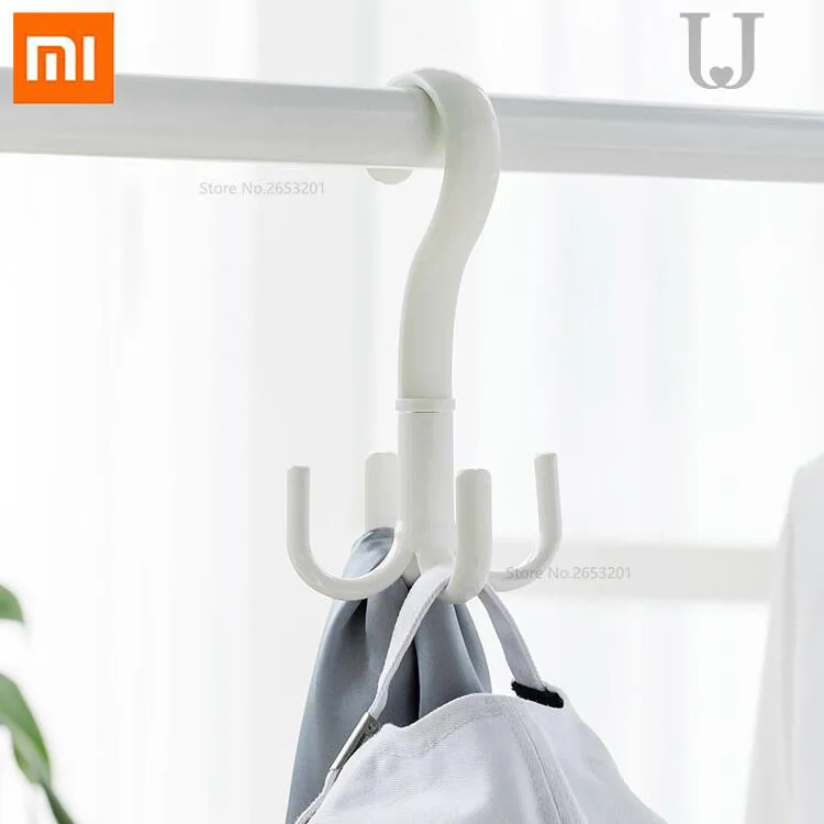 

Xiaomi Organizer Hooks 4 Hooks Strong Hanger for Handbag Clothes 360 Rotation Rack For Bathroom Kitchen Bedroom Wardrobe