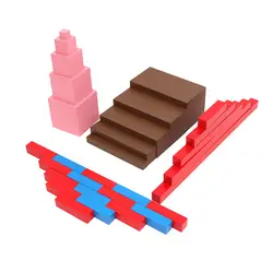 Монтессори 0-3 лет обучающие средства для детей дошкольного Развивающие деревянные игрушки розовая башня коричневая лестница длинные