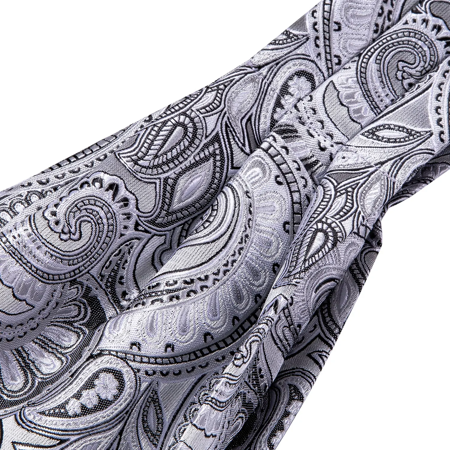 2019 Мужской комплект Ascot Серебряный Галстук Пейсли Шелковый галстук модный дизайнерский галстук модный мужской Карманный платок