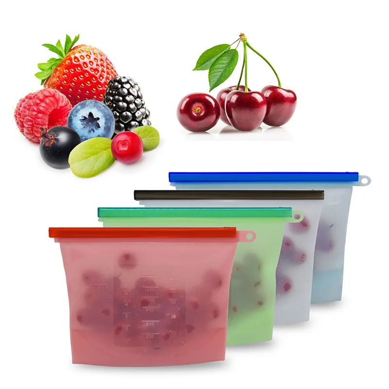 

Silica Gel Freshness Protection Package 1500 Ml Portable Silicone Food Storage Bags ziptop Zipper Spacious Storage Envelope Bag