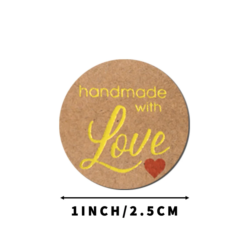 Золотистые самоклеящиеся Стикеры ручной работы с надписью Handmade with Love 1 дюйм/25