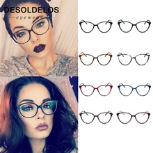 Черная оправа для очков в стиле кошачьи глаза прозрачные линзы женские Брендовые очки оптические оправы близорукость прозрачные дужки для очков