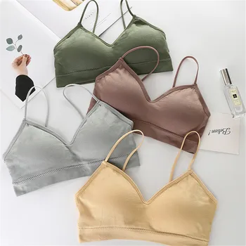 

Women Sports Bra for Gym Crop Tops Mujer Slim Push up Lingerie Underwear Wrap Shirts with Pad No Steel Tube Top Solid 2020