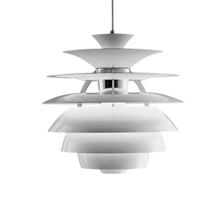 Современный минималистичный белый алюминиевый подвесной светильник с одной головкой, скандинавский креативный дизайн из соснового конуса, светодиодный Декор для ресторана, E27 Освещение - Цвет корпуса: White plus silver