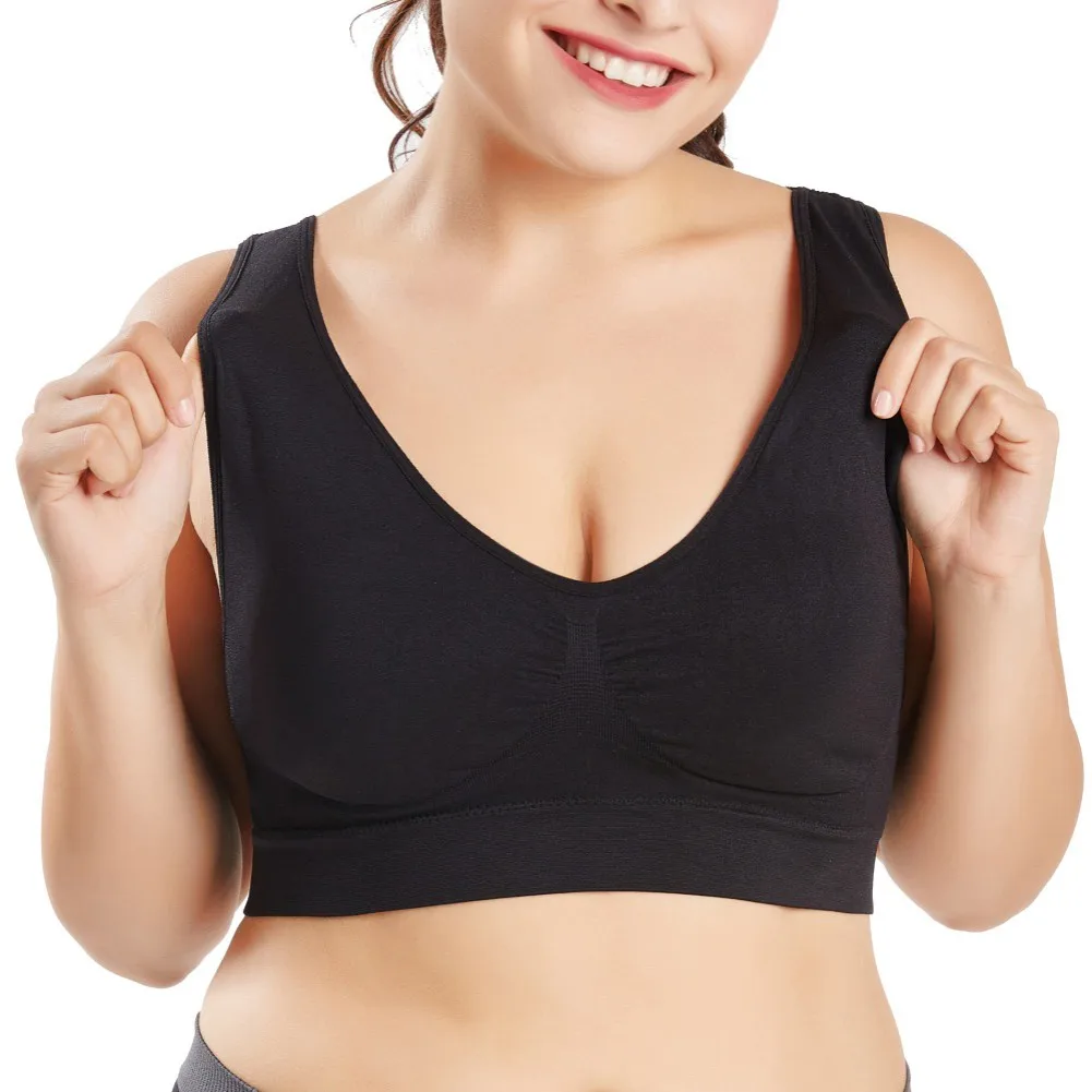 Plu size Women Seamless Yoga Fitness Bras Sports Vest Padded Crop Tops Underwear With Chest Pad Wire Free Bras 4XL-6XL