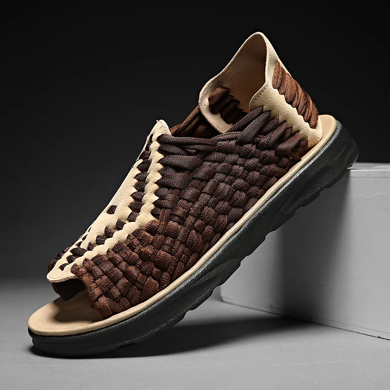 

CASOIPRA Weave Ethnic Style Men Gladiator Sandals Summer Comfortable Open Toe Slippers Casual Beach Shoes Sandalias Romanas