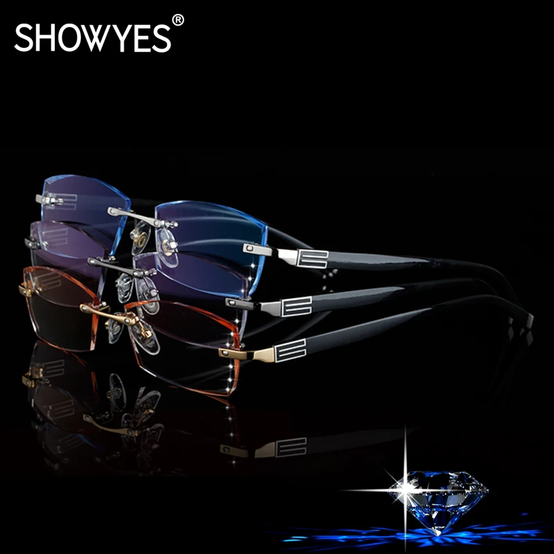 Famous Designer Rimless Eyeglass Diopter For Men High Clear Lenses Anti