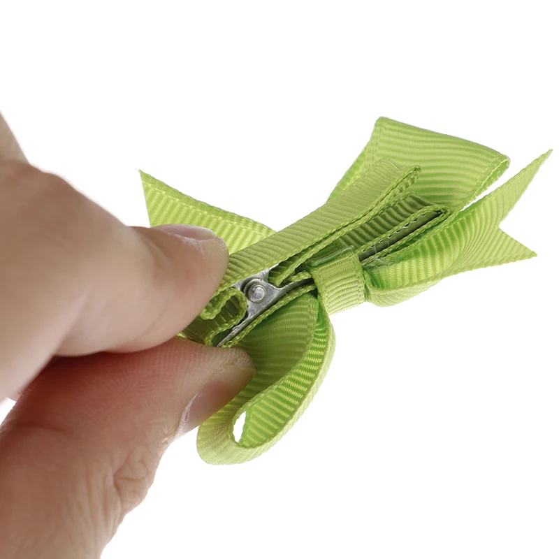 20 шт./лот,, бутик, ручная работа, цветная твердая лента, корсажная лента, бант для волос с зажимами, Детские волосы для девочек, аксессуары