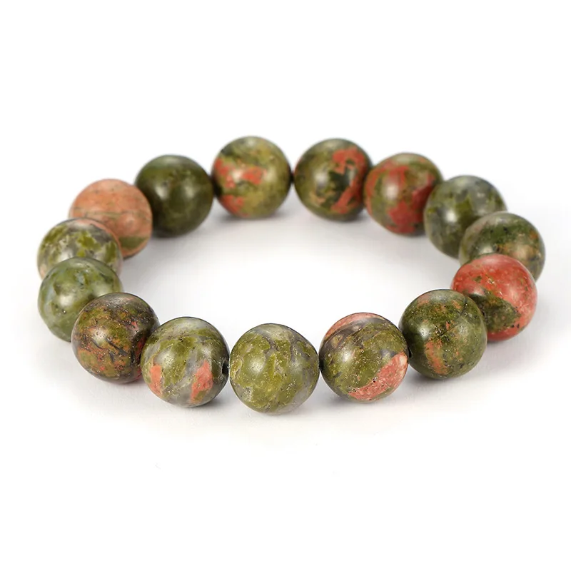 

6mm 8mm 10mm 12mm 14mm Beads Bangles Classic Unique Flower Green Natural Stone Bracelet Women Men Charm Jewelry Gift Accesories