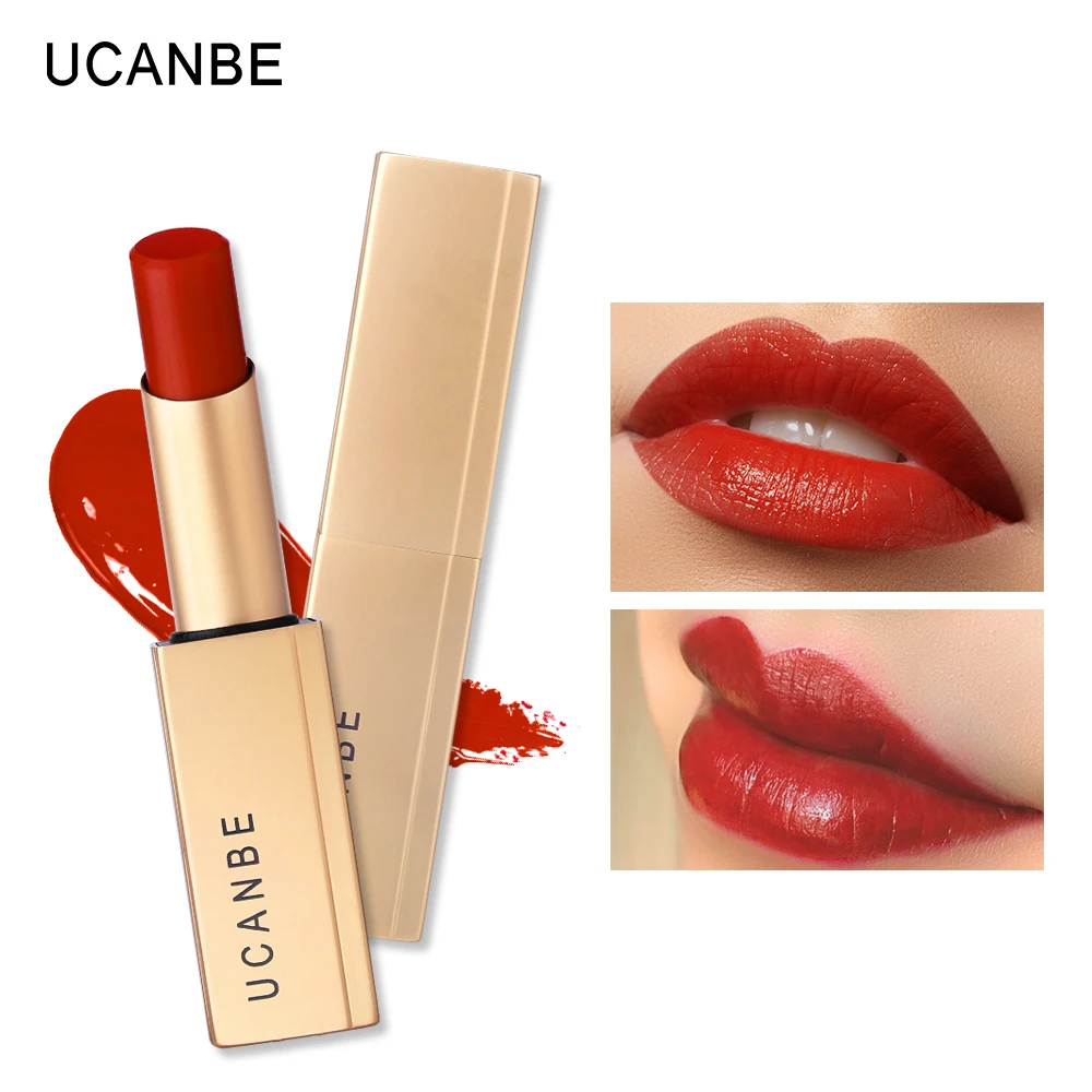 

UCANBE Luxurious Golden Lipstick Velvet Matte Pigment Waterproof Long Lasting Nude Red Lip Stick Makeup Beauty Cosmetics 5 Color