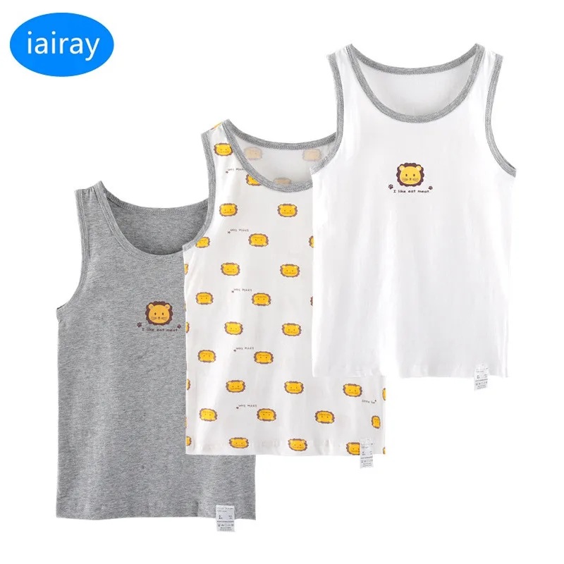 iairay 3pcs/set summer cotton tank top children white singlet boys
